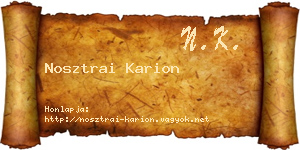 Nosztrai Karion névjegykártya